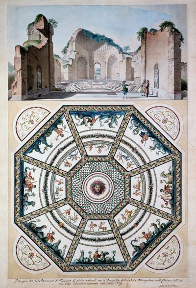 Entwurf für einen achteckigen Mosaikboden, 1779 von Italian School