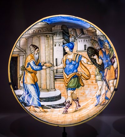 Schale: Melchisedek bietet Abraham Brot an, um 1530-1540 von Italian School