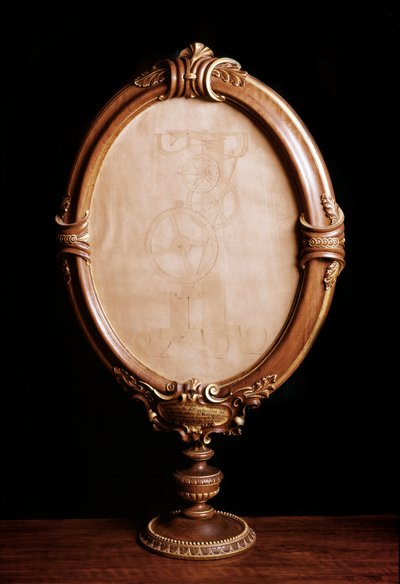 Studie des italienischen Astronomen und Physikers Galileo Galilei über die Bewegung des Pendels und die Messung der Zeit. Kopie der Originalzeichnung des Mathematikers Vincenzo Vivia von Italian School
