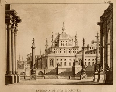 Außenansicht einer Moschee, Bühnenbild für 