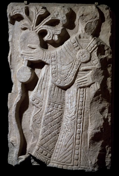 Figur eines Bischofs, Fragment aus einer Gruppe, die eine Taufprozession darstellt, Marmorrelief, Italien von Italian School
