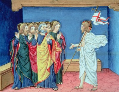 Fol.132va Der auferstandene Christus zeigt den Jüngern seine Hände und die Wunde in seiner Seite von Italian School