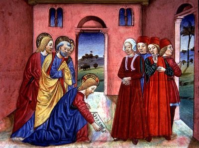 Fol.89r Christus schreibt auf den Boden des Tempels 
