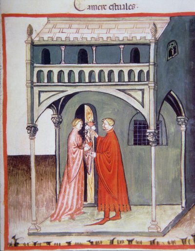 Sommerzimmer, Illustration aus Tacuinum Sanitatis Codex Vindobonensis von Italian School