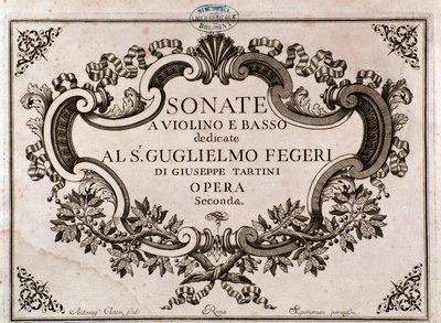 Frontispiz der Partitur für Sonaten von Giuseppe Tartini von Italian School