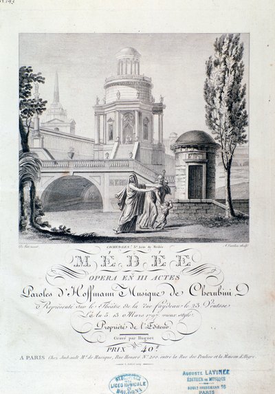 Frontispiz der Partitur von Medea (Szene 3), Oper von Luigi Cherubini von Italian School