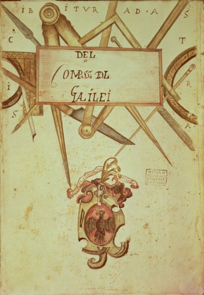 Frontispiz zu einem Manuskript von Die Operation der geometrischen und militärischen Kompasse von Galileo Galilei von Italian School