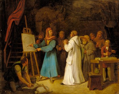 Giotto demonstriert die Kunst des Zeichnens in seinem Atelier von Italian School