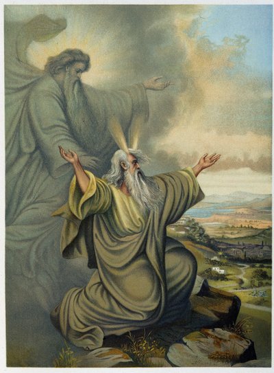 Gott zeigt Moses das Gelobte Land - in „Aurea Bibbia classica: storia della rivelazione divina nell