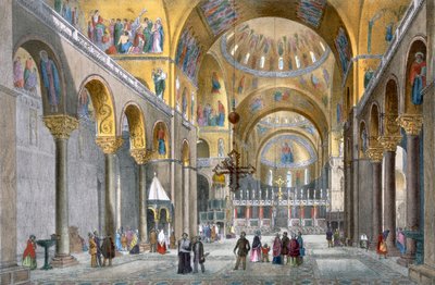 Innenraum der Basilika San Marco, Blick auf die Kuppel, aus Views of Venice von Cecchini, Pividor und Viola, ca. 1850 von Italian School
