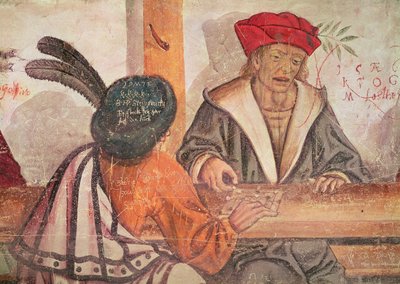 Innenraum eines Gasthauses, Detail von zwei Männern beim Brettspiel von Italian School