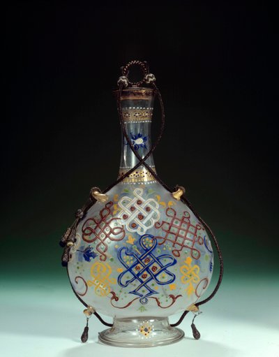 Italienische Kunst: Glasflasche mit polychromen Dekorationen. Hergestellt in Italien. 16. Jahrhundert Paris, Louvre Museum von Italian School