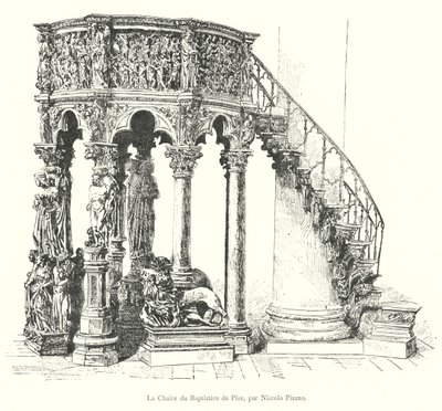 Die Kanzel des Baptisteriums von Pisa, von Niccolo Pisano (Gravur) von Italian School