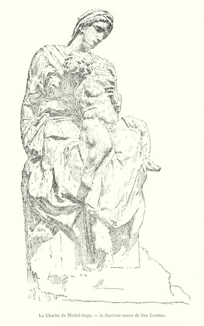 Die Nächstenliebe von Michelangelo, die neue Sakristei von San Lorenzo (Stich) von Italian School