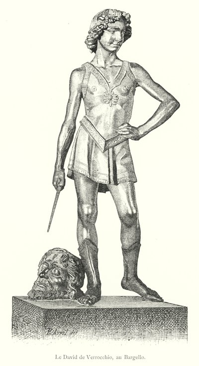 Der David von Verrocchio, im Bargello (Stich) von Italian School