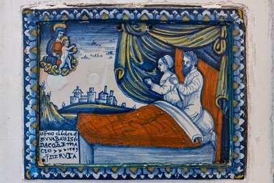 Madonna mit Kind und betenden Ehepartnern, Ex-Voto-Tafel von Italian School