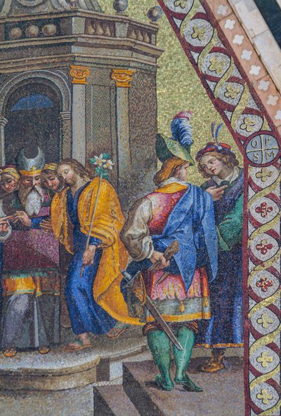 Heirat der Jungfrau, Mosaik, oberer Giebel in der Fassade des Doms von Orvieto, Umbrien von Italian School