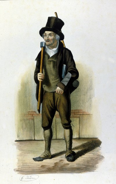 Mailänder Beruf: ein Holzfäller mit einer Axt in der Hand. von Italian School