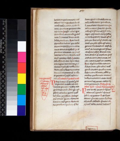 Beispiel einer gotischen Buchschrift mit Rubriken und Randkorrekturen in Rot von Italian School