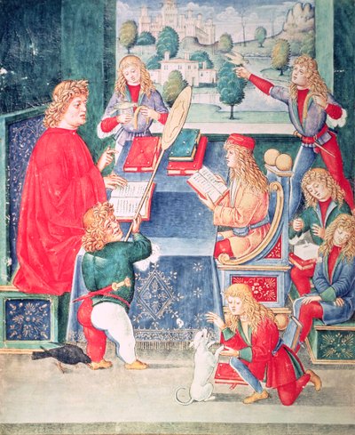 Ms 2167 f.13v Maximilian Sforza bei seinen Lektionen, Lombardei, aus 