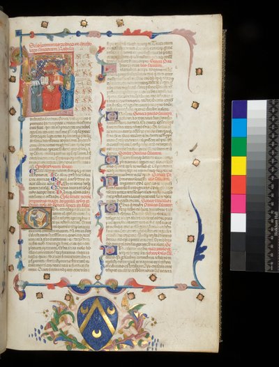 Ms 390. Seneca der Jüngere, Opera, und Seneca der Ältere, Excerpta controversiarum, f.1r. Incipit-Seite mit historisierter Initiale [L] mit Jerome, St. Paul und Seneca, Veneto von Italian School
