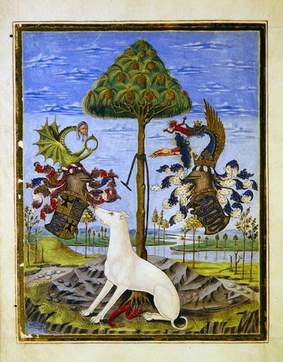 Frontispiz mit den Wappen der Visconti und Sforza, aus 