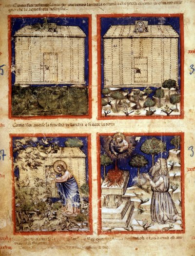 Arche Noah, Miniatur aus Codex 212 (oder Padovano Codice oder Bibel von Padua) 1390-1400 Rovigo, Accademia dei Concordi von Italian School