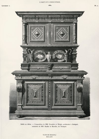 Eichenbuffet, entworfen in Stuttgart, Illustration aus L