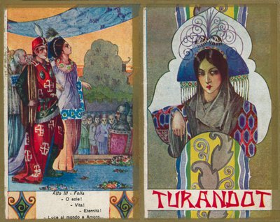 Eine von mehreren Illustrationen zu Puccinis Oper Turandot von Italian School