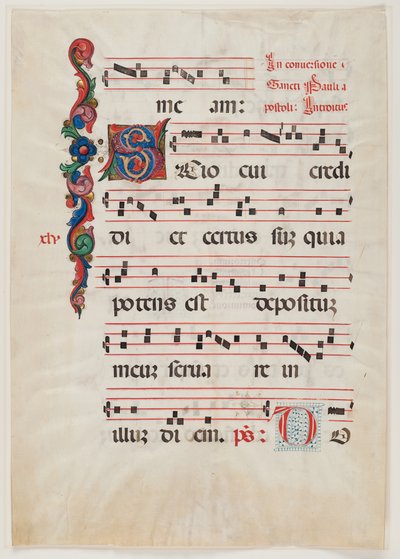 Seite aus einem Missale oder Chorbuch, Norditalien, erste Hälfte des 15. Jahrhunderts von Italian School