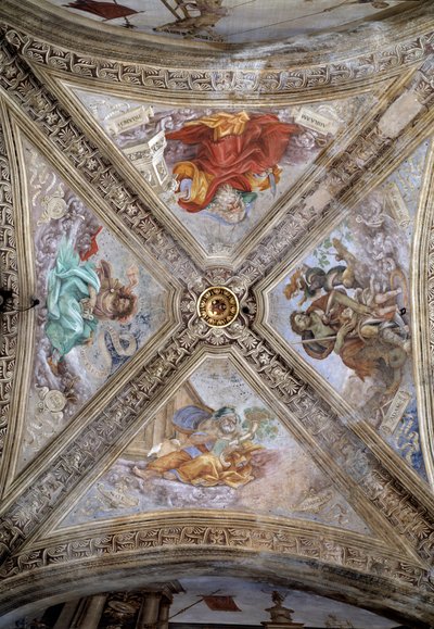 Patriarchen Adam, Abraham, Jakob und Noah. 14. Jahrhundert, Fresko von Italian School