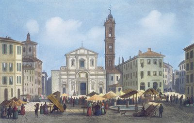 Piazza Santo Stefano aus Ansichten von Mailand und seiner Umgebung von Italian School