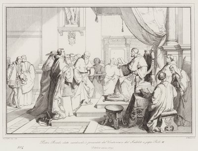 Pietro Bembo wird zum Kardinal ernannt und von Contarini und Sadoleto Papst Paul III. vorgestellt von Italian School