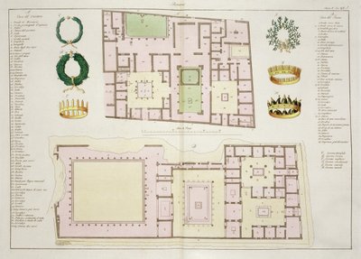 Pläne des Hauses des Quästors und des Hauses des Fauns, Pompeji, Tafel 25A, Klasse 5 aus Teil I der Geschichte der Nationen von Italian School
