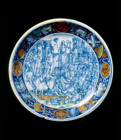 Teller mit den Allegorien der Selene, Herstellung von Faenza von Italian School