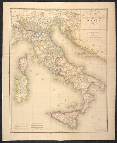 Politische Karte, die die Teilungen der Staaten Italiens anzeigt von Italian School