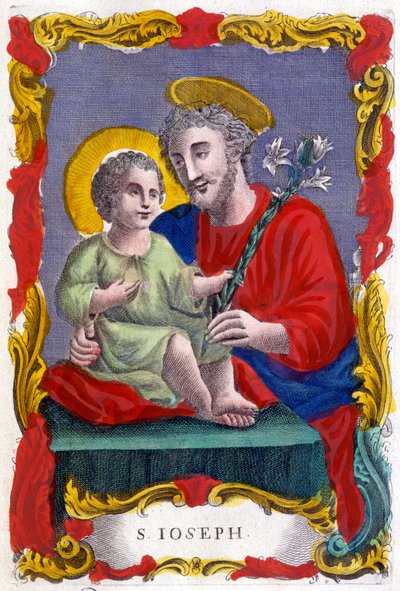 Porträt von Sankt Joseph und dem Jesuskind, frommes Bild, Italien von Italian School