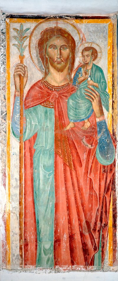Heiliger Christophorus, anonyme Fresko aus dem 14. Jahrhundert, Varazze, Kapelle des Schlosses Invrea, Italien von Italian School
