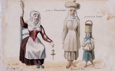Sardische Trachten aus Tissi, Druck ms. 257, Cominotti-Sammlung von Italian School
