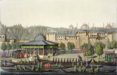 Die Vorstellung des Admirals beim Sultan, Tafel 14 aus Teil III, Band I der Geschichte der Nationen, graviert von Giacomo Bussi, ca. 1820 von Italian School