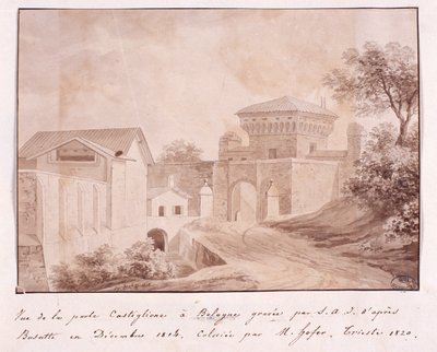 Ansicht des Tores von Castiglione in Bologna, graviert von S.A.I. nach Busatti, Dezember 1814 von Italian School