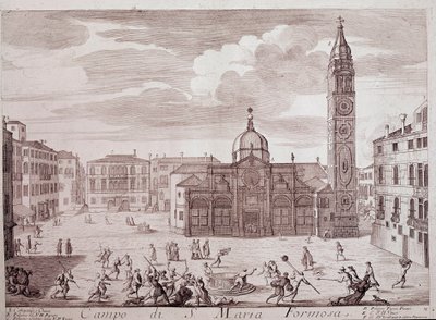 Ansicht des Platzes der Kirche Santa Maria Formosa in Venedig von Italian School