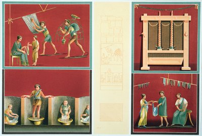 Waschen und Trocknen von Wäsche, Kopie von einem pompejanischen Fresko von Italian School