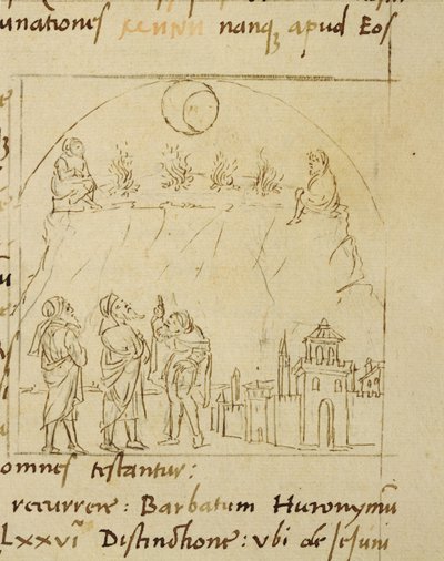 Ms.LAT.446 fol.2v Die Weisen studieren die Bewegung der Sterne, um das genaue Datum des Passahfestes zu bestimmen, aus Ortopascha von dem Pilger Priscian von Italian School Italian School