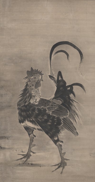 Hähne, Henne und Küken, links von einem Paar, 1795 von Ito Jakuchu