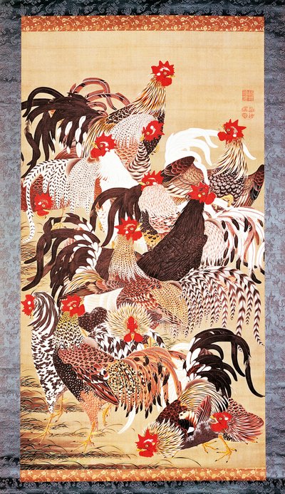Dreizehn Hähne, aus Doshoku Sai-e (Farbenreiche Welt der Lebewesen) Edo-Periode, ca. 1757-66 von Ito Jakuchu