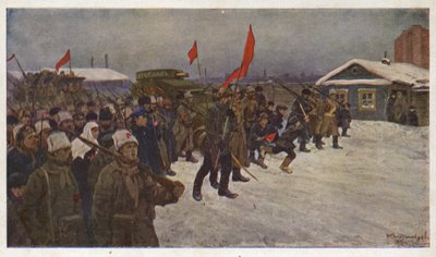 Demonstration von Soldaten und Arbeitern während der Februarrevolution 1917 in Russland von Ivan Alexeyevich (after) Vladimirov