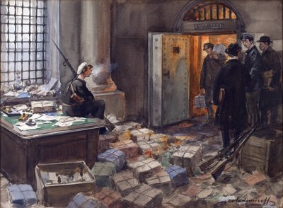 Beschlagnahme von Anleihen in der Wawelberg-Bank in Petrograd von Vladimirov, Ivan Alexeyevich (1869-1947) von Ivan Alexeyevich Vladimirov