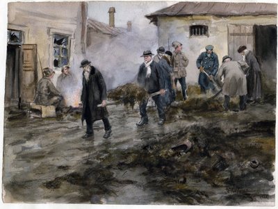 Bourgeoisie reinigt den Stall (aus der Aquarellserie Russische Revolution) - Vladimirov, Ivan Alexeyevich (1869-1947) - 1920 von Ivan Alexeyevich Vladimirov