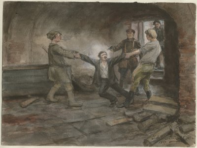 Mann wird festgehalten und hingerichtet aus der Aquarellserie Russische Revolution von Ivan Alexeyevich Vladimirov